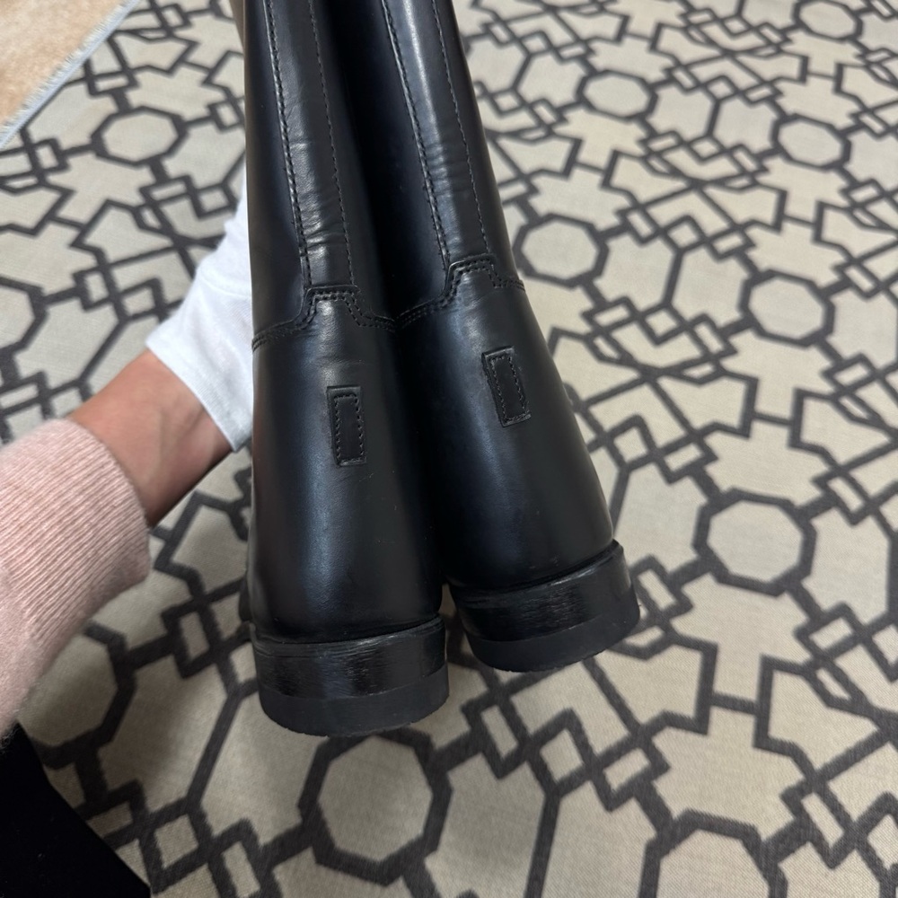 The Effingham by Bond Boot Black Leather Equestrian Lace Tall Riding Boots Sz 8 - Picture 7 of 17